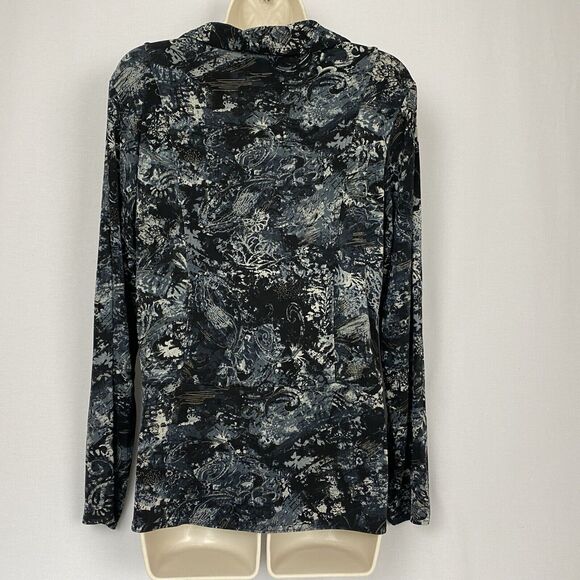 Chicos Travelers Shacket Top Size 1 Small Medium Blue Silver Metallic Paisley - Picture 4 of 12